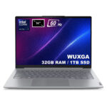 Yüksek performanslı gaming dizüstü bilgisayarı, 32GB RAM ve 1TB SSD depolama ile oyun ve çoklu görevler için ideal, 14 inç ekran, 60Hz yenileme hızı ve Intel Core işlemci içeren modern tasarım.