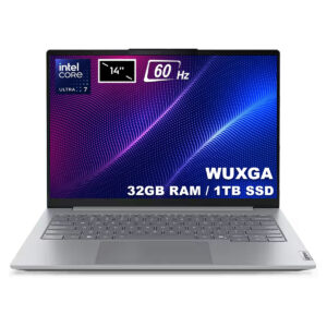 Yüksek performanslı gaming dizüstü bilgisayarı, 32GB RAM ve 1TB SSD depolama ile oyun ve çoklu görevler için ideal, 14 inç ekran, 60Hz yenileme hızı ve Intel Core işlemci içeren modern tasarım.