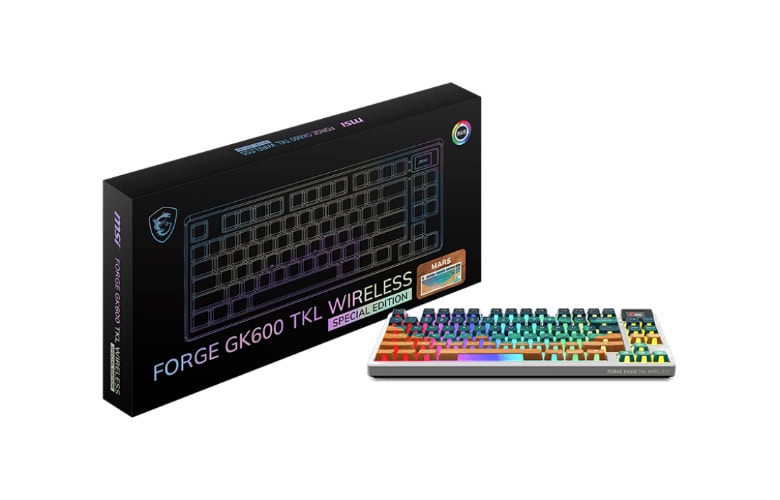 Çevirmeli olmayan RGB aydınlatmalı oyun klavyesi, yüksek performanslı FORGE GK600 TKL WIRELESS özel sürüm. Gaming ve e-spor için gizli güç, şık tasarım, kablosuz bağlantı, kaliteli tuşlar.