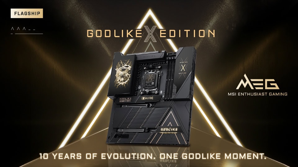 GODLIKE X Edition Anakart, MSI Enthusiast Gaming, üstün performans ve oyun deneyimi için tasarlanmış yüksek kaliteli oyuncu anakartı, oyun tutkunlarının tercihi.