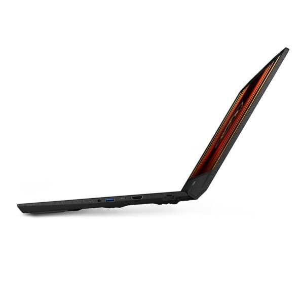 Yukarı doğru açık ve şık bir dizüstü bilgisayar, oyun ve yüksek performans için ideal, ince ve hafif tasarım, yüksek çözünürlüklü ekran, USB ve HDMI bağlantı noktaları.