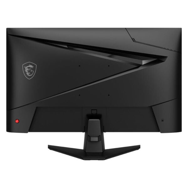 Gelişmiş gaming monitörü arka görünümü, yüksek çözünürlük ve şık tasarım detayları ile e-spor ve profesyonel oyuncular için ideal. MSI logo ve modern ekran teknolojisi öne çıkıyor.