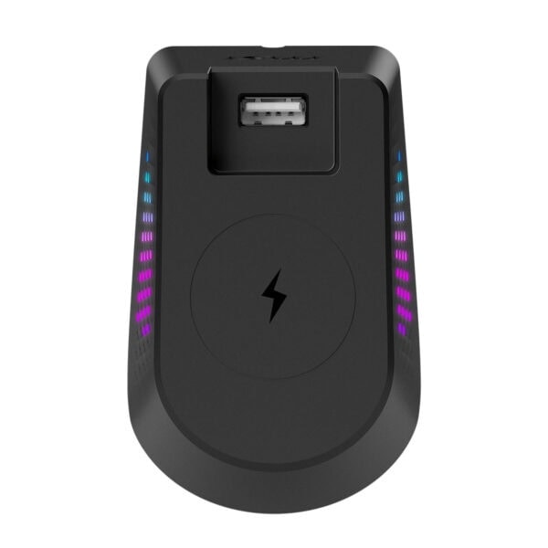 Yüksek kapasiteli kablosuz şarj cihazı, USB girişli taşınabilir güç kaynağı, hızlı şarj özelliğiyle oyun ve mobil cihazlar için ideal.