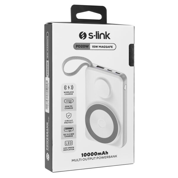 Yüksek kapasiteli 10000mAh powerbank, kablosuz şarj ve hızlı şarj özellikleriyle dayanıklı ve taşınabilir oyun ve mobil cihaz şarj çözümü.
