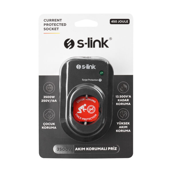 Yüksek akım korumalı priz ve çocuk koruma özellikleri ile çocuk güvenliği sağlayan güç prizi, 3500W, 250V/16A özellikleriyle dayanıklı ve güvenlidir.