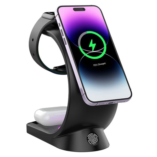 Yüksek teknolojili kablosuz şarj standı ile hızlı şarj edilebilen akıllı telefon, yatay ve dikey kullanım modları, akıllı cihazlar ve gaming oyuncuları için uygun.