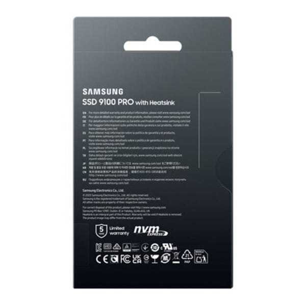 Samsung SSD 9100 Pro Hem readsink'li yüksek performanslı NVMe M.2 SSD, oyun ve veri depolama için hızlı ve güvenilir çözüm sağlar. Güçlü veri aktarımı ve dayanıklılık sunar.