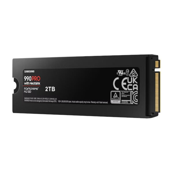 Samsung 990 PRO 2TB NVMe M.2 SSD yüksek hız ve güvenilirlik sağlar, oyun ve profesyonel kullanım için ideal, heatsink ile ısı yönetimi sağlar, yüksek performanslı veri depolama çözümü.