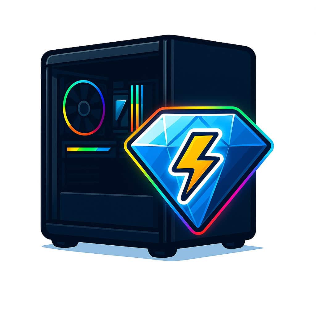 Yüksek performanslı oyun bilgisayarı ve güçlendirilmiş donanım simgesi, RGB aydınlatmalı kasa ve enerji dolu tasarımıyla gaming ve teknoloji tutkunlarının ilgisini çeken bilgisayar sistemi.