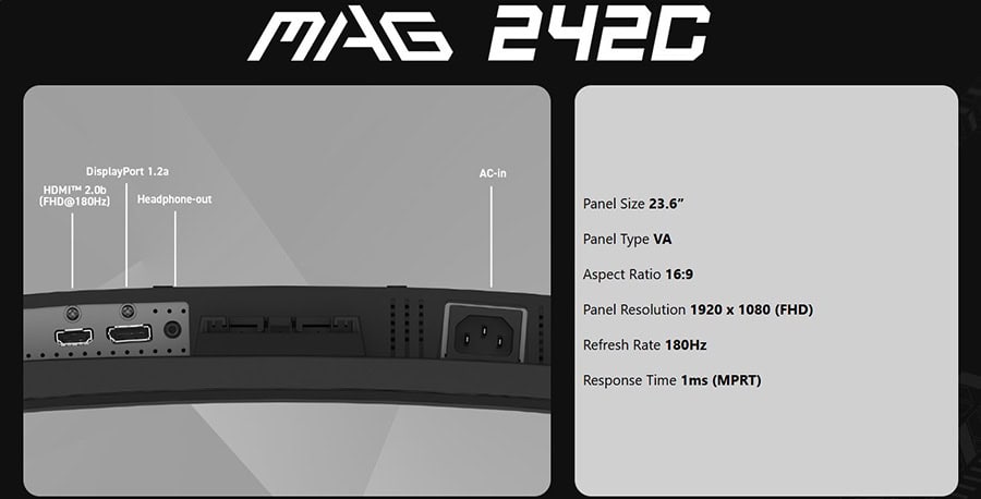 MSI MAG 242C Gaming Monitör H11