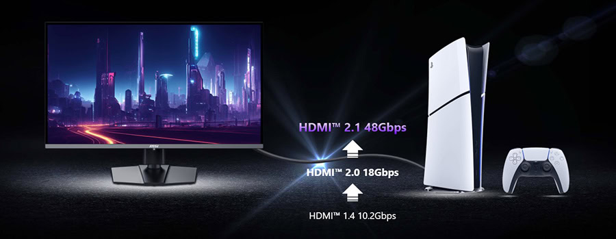 Yüksek çözünürlüklü ekran ve oyun konsolu bağlantısı, hızlı HDMI 2.1 ve HDMI 2.0 teknolojisi ile oyuncular için optimize edilmiştir.