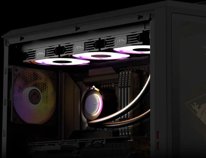 DÜŞÜK: Yüksek performanslı Gaming PC iç donanımı, RGB soğutucu ve MSI bileşenleriyle oyuncular için optimize edilmiş.