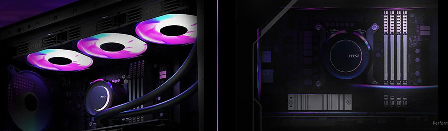 High performanslı gaming bilgisayarı iç kasa ve soğutma fanları, RGB aydınlatmalı, güçlü donanım ve yüksek grafik performansı sunan gaming bilgisayar bileşenleri.