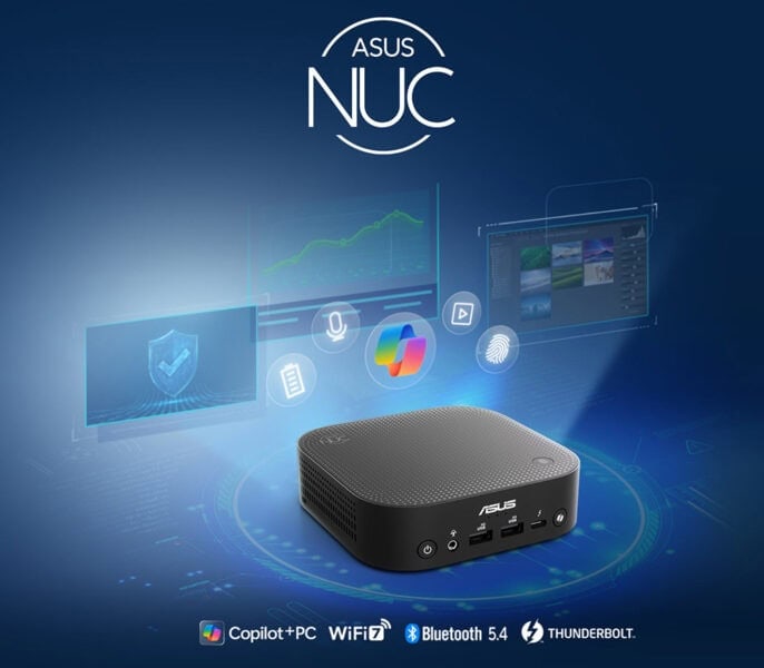 Yüksek performanslı ASUS NUC mini bilgisayar, oyun ve otomasyon için kablosuz bağlantı, Bluetooth 5.4 ve Thunderbolt desteği ile güçlü ve taşınabilir bir bilgisayar çözümü.