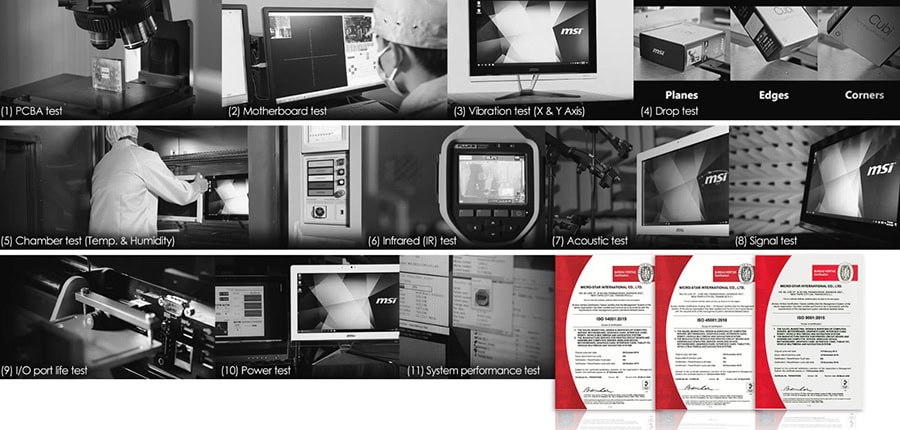 Yüksek Teknoloji Testleri ve Kalite Kontrol Süreçleri, MSI Anakart ve Ekran Kartı Testleri, Çevresel ve Performans Testleri, Sertifikasyon Belgeleri, Güvenilirlik ve Performans Analizleri.