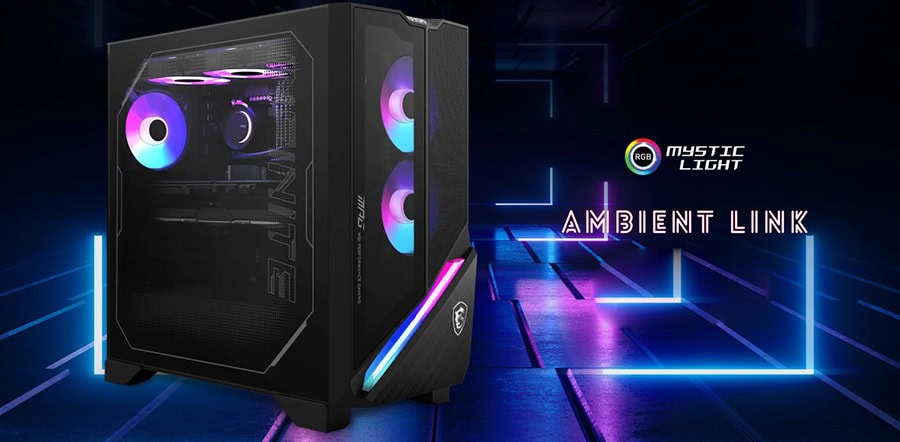 Yapay zeka destekli RGB aydınlatmalı oyun bilgisayarı, etkileyici gölge ve aydınlatma efektleri ile yüksek performans ve şık tasarım, oyun tutkunları için ideal oyun bilgisayarı atmosferi.