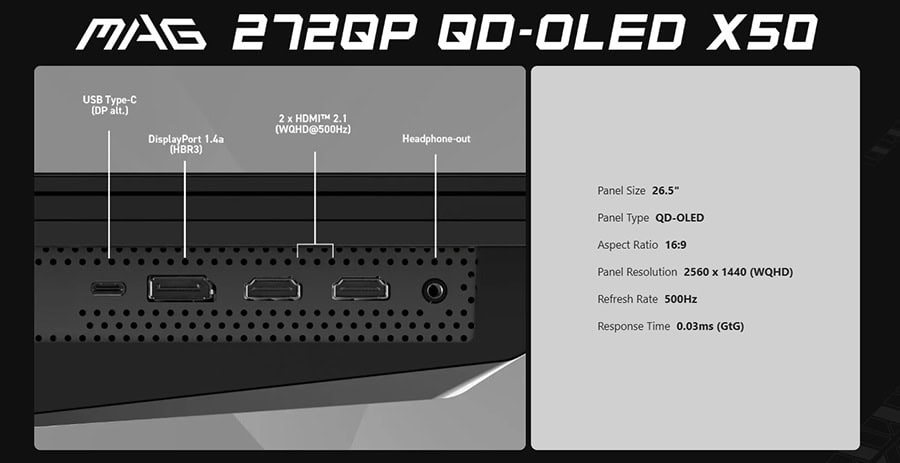 MSI MAG 272QP QD-OLED X50 Gaming Monitör H22