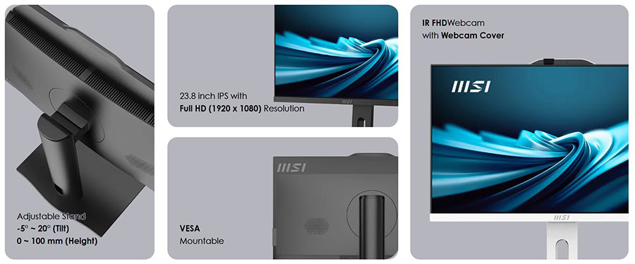 Gelişmiş 23.8 inç IPS Full HD monitör, yüksek çözünürlük ve geniş görüş açısı ile oyun ve ofis kullanımı için ideal. Ayarlanabilir monitör standı ve VESA uyumu sayesinde ergonomik konfor sağlar.