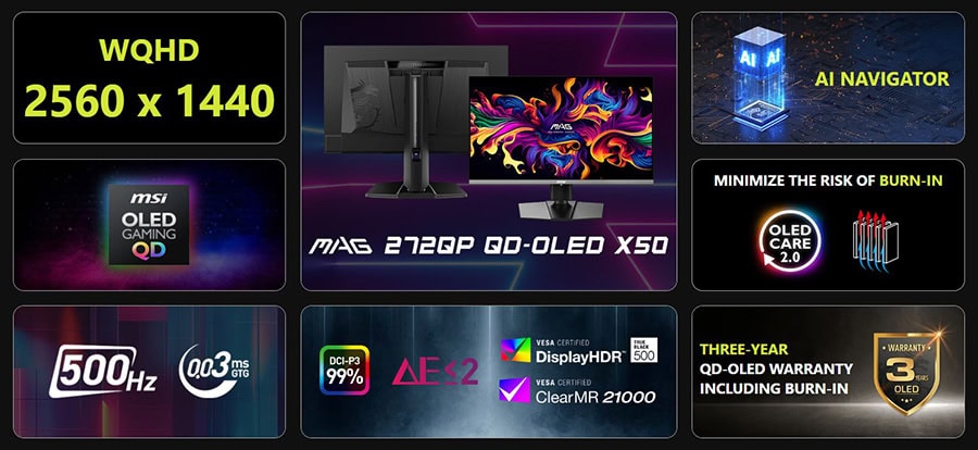 MSI MAG 272QP QD-OLED X50 Gaming Monitör H3