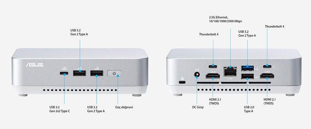 Kablo ve bağlantı noktaları ile modern dizüstü ve masaüstü bilgisayarlar için yüksek hızlı USB ve Ethernet bağlantısı sağlayan ASUS çoklu portlar destekli bağlantı istasyonu.