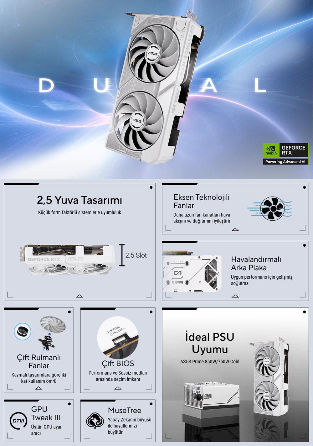 ASUS Dual GeForce RTX 5060 White OC Edition Ekran Kartı H2