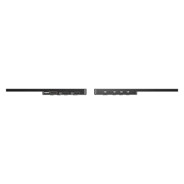 Yüksek çözünürlüklü laptop bağlantı portları ve çoklu bağlantı seçenekleri, oyun ve ofis kullanımı için ideal, modern ve şık tasarım.