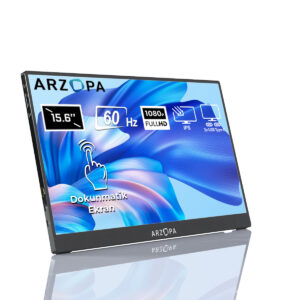 Yüksek çözünürlüklü 15,6 inç gaming ve ofis kullanımı için dokunmatik ekranlı ARZOPA dizüstü bilgisayar, 1080p Full HD IPS ekran ve 60Hz yenileme hızıyla dikkat çekiyor.