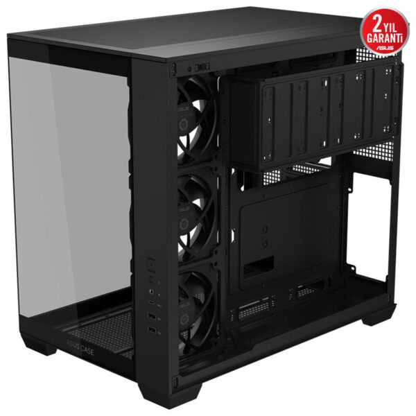 Klasik Siyah PC Kasası, 120mm Fan Soğutma, Oyun ve İş İstasyonu Bilgisayarları İçin Uygun, Modern Tasarım ve Yüksek Performanslı Donanım İçin Tasarlandı, Asus Marka Güvencesiyle Satışta.