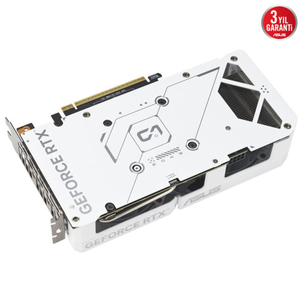 Yüksek performanslı ASUS GeForce RTX ekran kartı, soğutucu tasarımı ve şık beyaz renk seçeneğiyle oyun ve grafik tasarım deneyiminizi artırır.