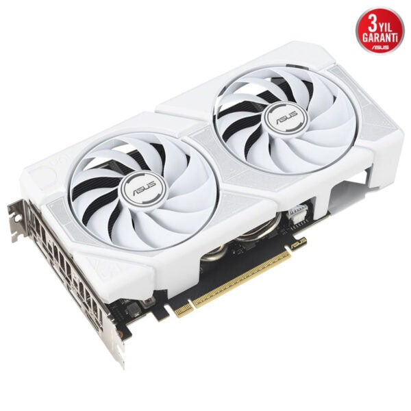 Yüksek performanslı Asus ekran kartı, beyaz renkli tasarımı ve çift fan soğutmasıyla oyun ve grafik tasarım ihtiyaçlarına uygun, 3 yıl garanti ile satışa sunulmuştur.