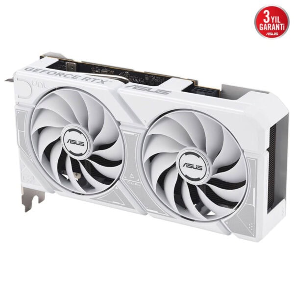 Yüksek performanslı ASUS GeForce RTX ekran kartı, beyaz tasarımıyla modern oyuncu ve grafik profesyonelleri için ideal. 3 yıl garanti ve gelişmiş soğutma teknolojisi sunar.