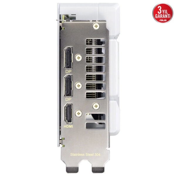 Yüksek kaliteli bilgisayar ekran kartı portları, HDMI ve DP çıkışlı, oyun ve grafik işlemleri için uygun, dayanıklı paslanmaz çelik gövde, ASUS garantili, egevia.live önerisi.
