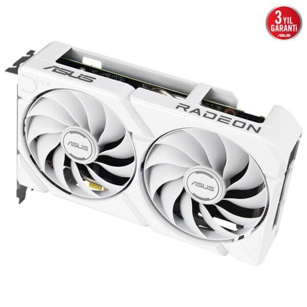 Yüksek performanslı ASUS AMD Radeon ekran kartı, beyaz tasarımı ve hızlı soğutma fanlarıyla oyun ve grafik işlemleri için ideal. 3 yıl garanti ile güvenle kullanabilirsiniz.