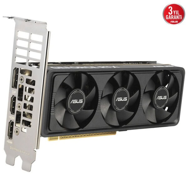 Yüksek performanslı ASUS ekran kartı, 3 fanlı soğutma sistemi ve HDMI, DisplayPort çıkışları ile oyun ve grafik işleme için ideal çözüm.