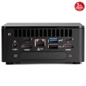 Yüksek performanslı mini PC arka panel, HDMI, USB, Ethernet ve güç girişleri ile oyun ve ofis kullanımı için ideal, kompakt ve güçlü bilgisayar.
