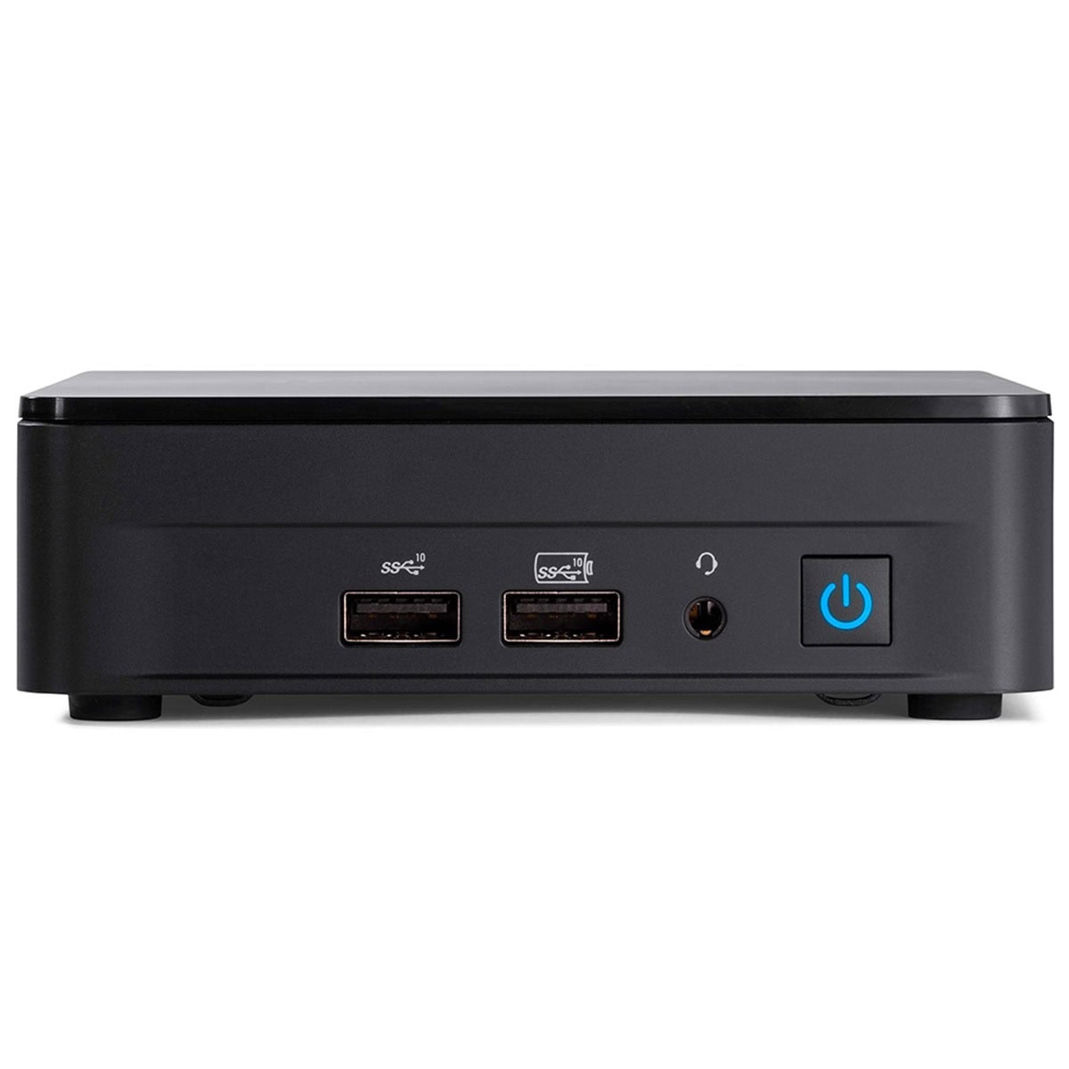 Yüksek çözünürlüklü siyah mini bilgisayar, çift USB girişi ve güç düğmesi ile masaüstü kullanımına uygun ofis ve eğlence cihazı for gaming and office applications.