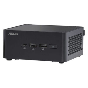 Usb bağlantı noktası bulunan küçük siyah bilgisayar kasası.