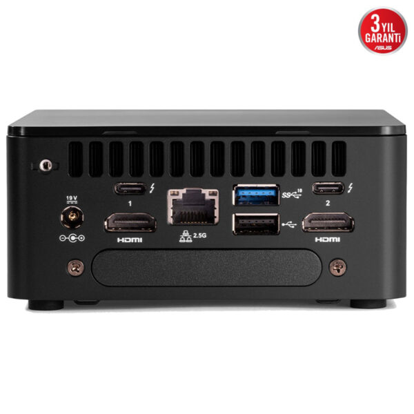 Yüksek performanslı mini bilgisayar, HDMI, USB 3.0, Ethernet ve güç girişleri ile gaming ve ofis kullanımı için ideal, kompakt ve dayanıklı tasarım.