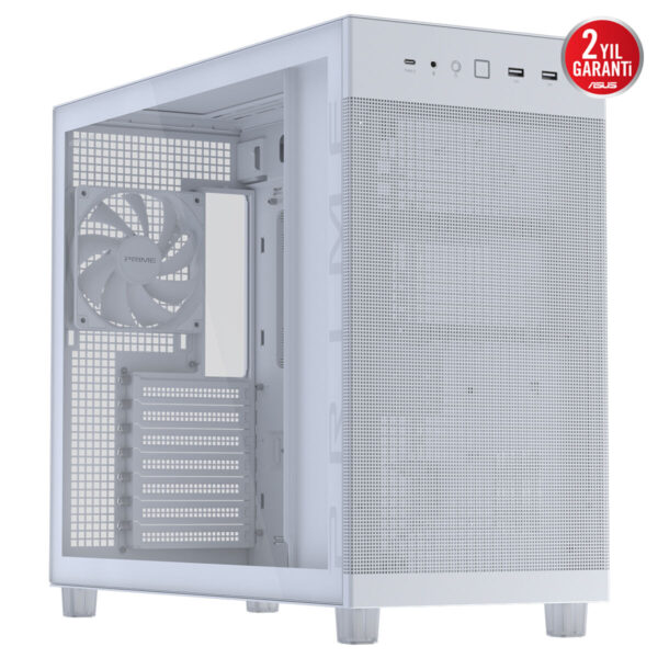 Asus Prime Ap303 Tg White 1x120mm Fan Mesh Temperli Cam Usb 3 2 Mid Tower Atx Gaming Kasa 2