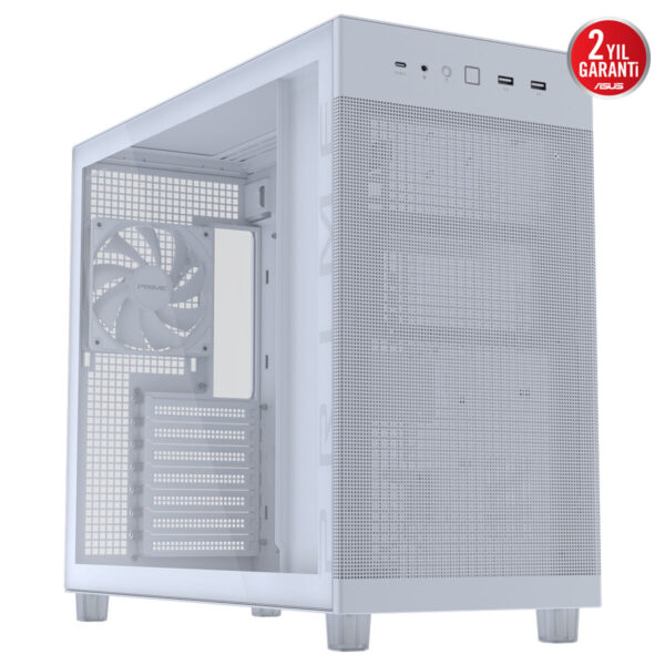 Asus Prime Ap303 Tg White 1x120mm Fan Mesh Temperli Cam Usb 3 2 Mid Tower Atx Gaming Kasa 3