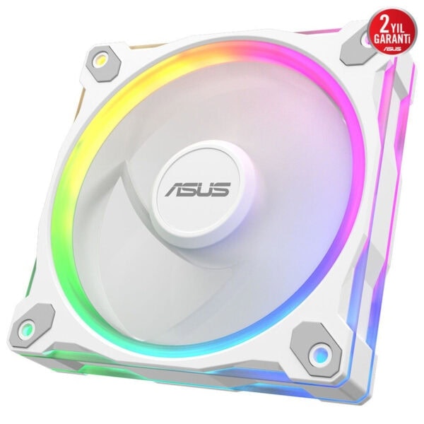 Yüksek kaliteli ASUS RGB LED soğutucu fanı, hareketli ışık efektleri ile oyun bilgisayarları ve performans odaklı sistemler için ideal.