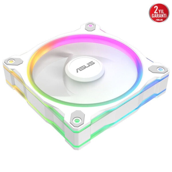 Yüksek performanslı ASUS RGB LED aydınlatmalı bilgisayar kasası fanı, oyuncu ve PC meraklıları için şık ve dayanıklı tasarım, 2 yıllık garanti ile mükemmel soğutma çözümleri sunar.