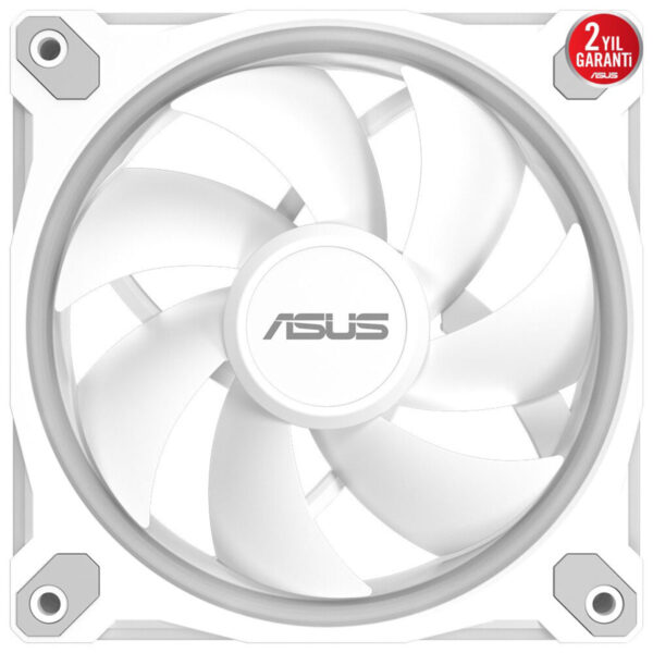 Hava soğutmalı bilgisayar kasası fanı, beyaz renkli ve yüksek performanslı, ASUS markalı, oyun ve bilgisayar sistemleri için ideal, 2 yıl garanti ile, güçlü soğutma çözümleri.