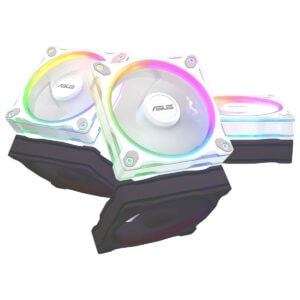 RGB aydınlatmalı bilgisayar soğutucu fanlar, oyun ve bilgisayar performansını artırmak için tasarlanmış, yüksek kaliteli ve şık tasarımla öne çıkan ASUS marka dizi fanları.
