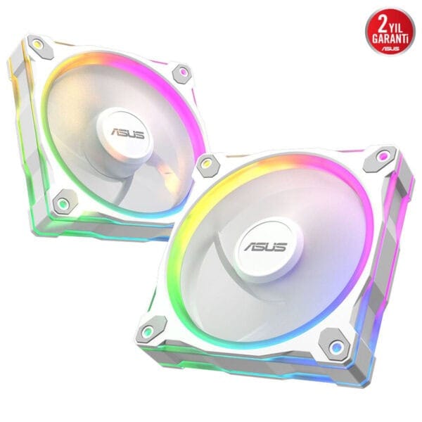 Yüksek kaliteli Asus RGB bilgisayar kasası fanları, ışıklı ve sessiz 120mm soğutucu, oyun ve performans odaklı bileşenler için ideal.