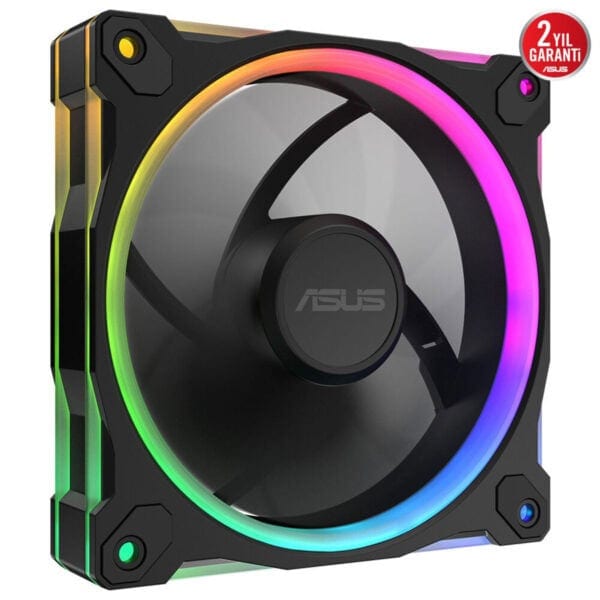 Yüksek kaliteli RGB aydınlatmalı ASUS bilgisayar fanı, gaming ve soğutma performansı için ideal, dayanıklılık ve estetik sağlar.