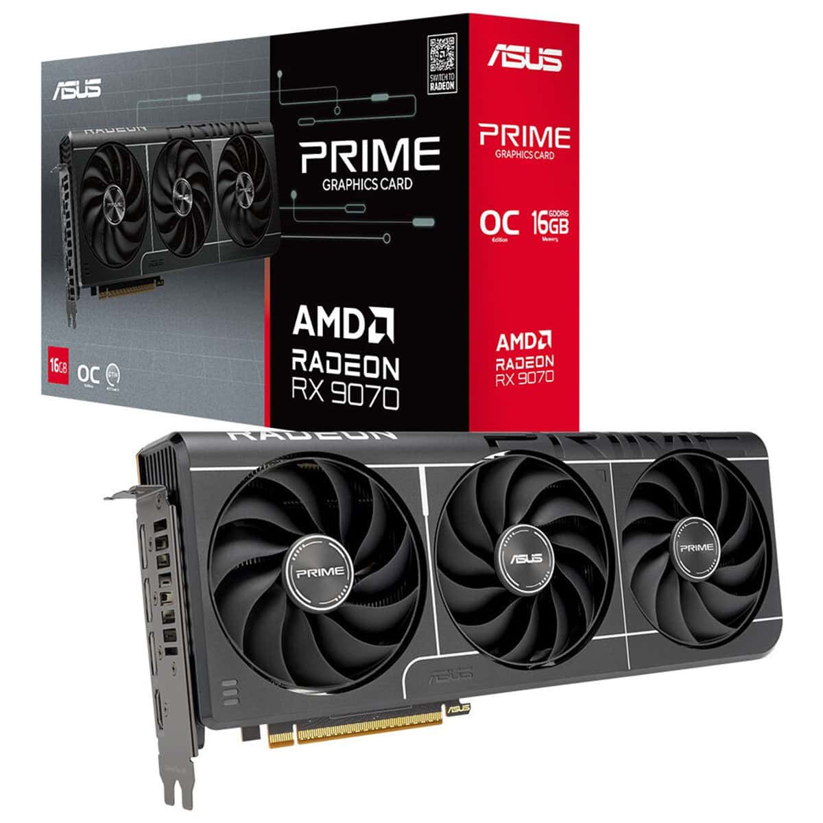 NVIDIA ve AMD uyumlu yüksek performanslı oyun grafikleri kartı, ASUS Prime RX 9070 16GB, ultra detaylı grafik ve oyun deneyimi sunar. Klasik ve modern tasarımıyla dikkat çekici, en yeni oyunlara hazır.