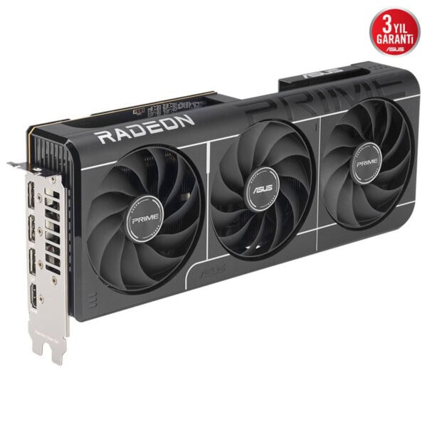 Görüntüde AMD Radeon ekran kartı, yüksek performanslı ve gaming odaklı, üçlü fanlı tasarımıyla dikkat çeken bir grafik işlemci kartı yer almaktadır. ASUS ve PRIME markalarıyla özelleştirilmiş bu ekran kartı, oyun ve grafik tasarımında en iyi performansı sunar. Bu yüksek kaliteli grafik kartı, oyuncular ve profesyonel kullanıcılar için ideal, güçlü soğutma sistemi ve titiz tasarımıyla öne çıkar. Relevance: Evet.