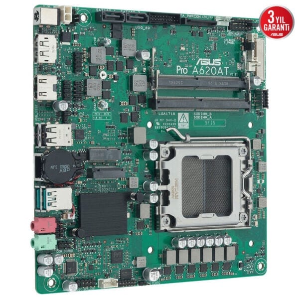 İşlevsel bilgisayar anakartı, ASUS Pro A620AT modeli, yüksek performanslı anakart ve CPU soketi. Oyun ve bilgisayar sistemleri için uygun, çeşitli bağlantı ve genişleme yuvaları ile donatılmış.