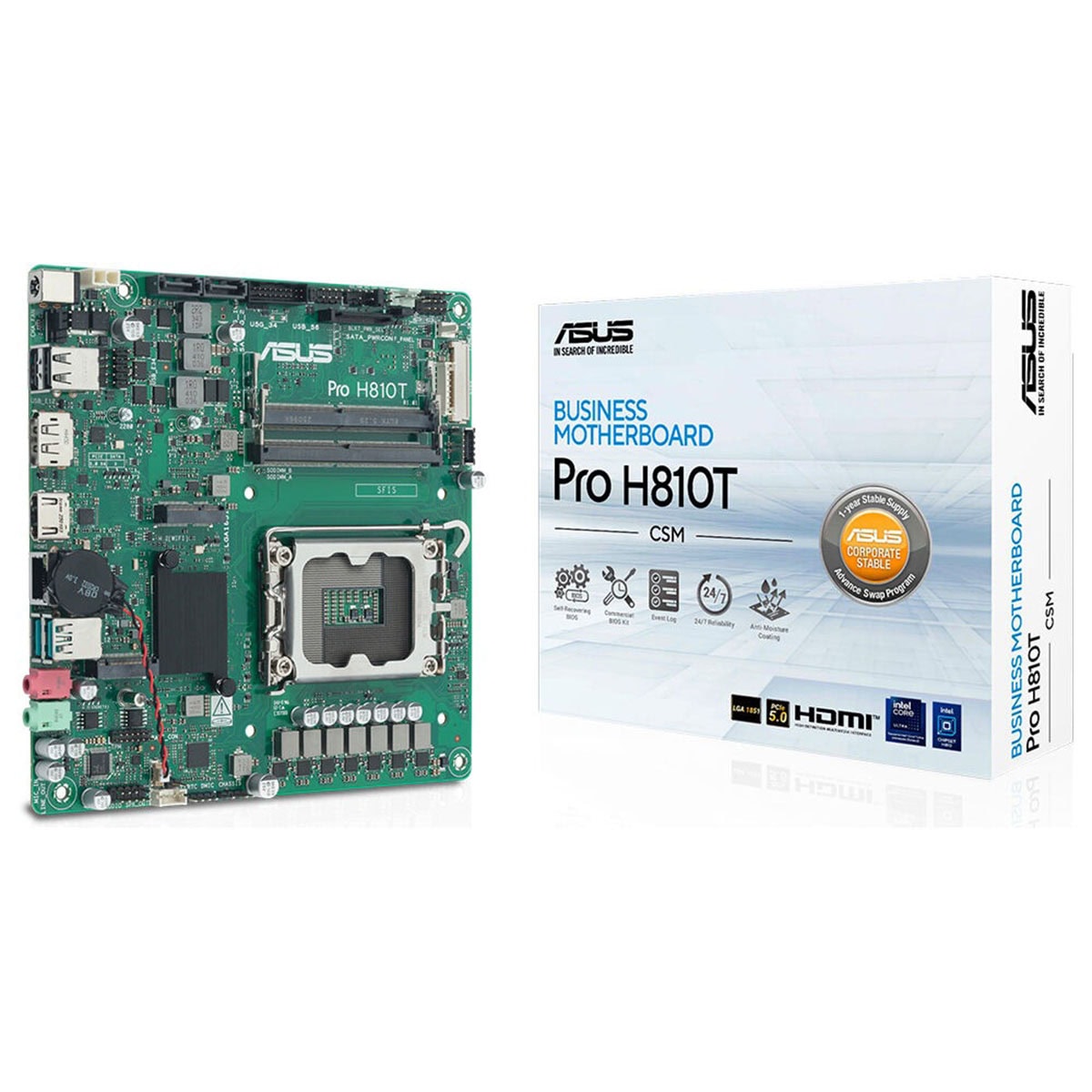 Yüksek kaliteli ASUS Pro H810T iş anakartı, güçlendirilmiş borda ve geniş arayüz desteği ile profesyonel kullanıma uygun, dayanıklı ve stabil performans sağlayan anakart.